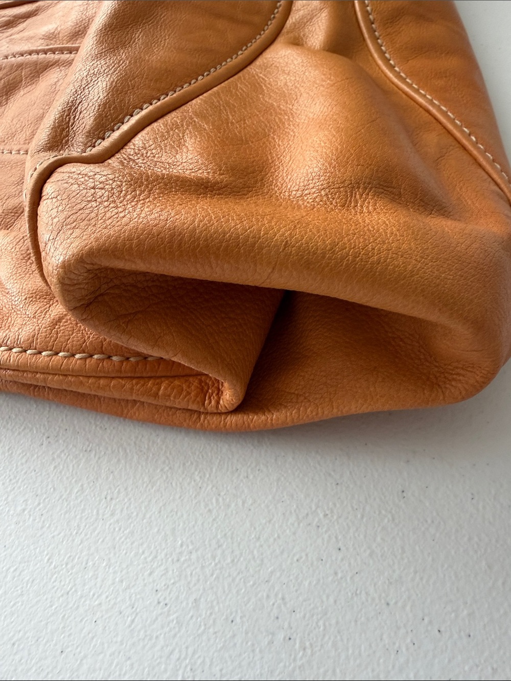 Miu Miu Vintage Vitello Leather Knotted Hobo Bag - Orange Apricot - Picture 7 of 16